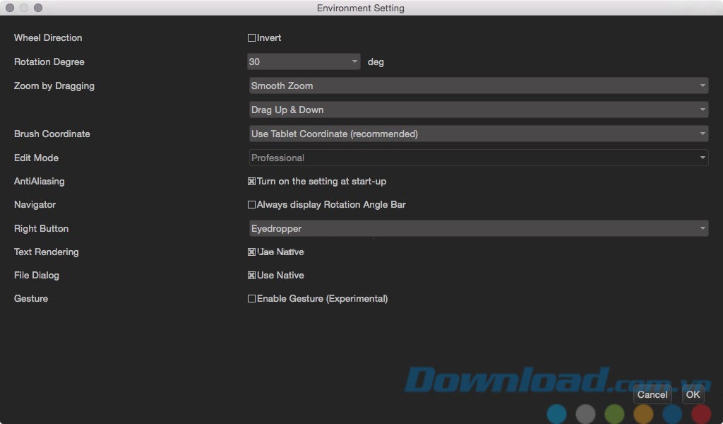 Các thiết lập cài đặt ứng dụng