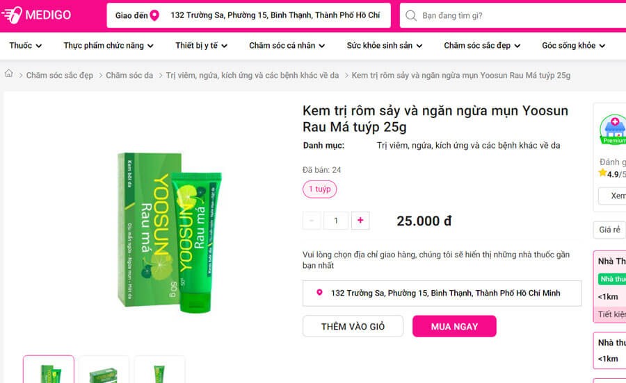 Đặt mua thuốc trên trang Medigo