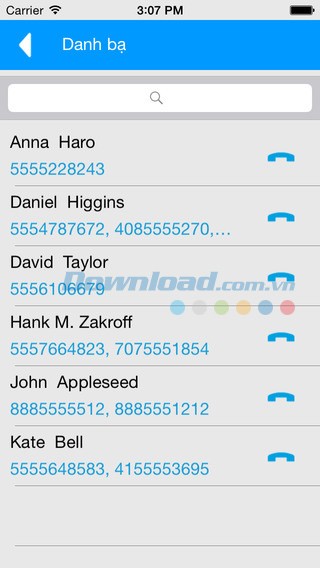 Tìm kiếm danh bạ trong ứng dụng MEG