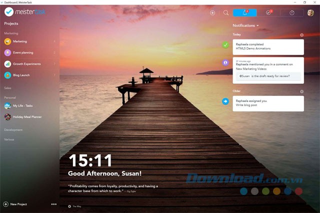 Giao diện MeisterTask trên Windows 10
