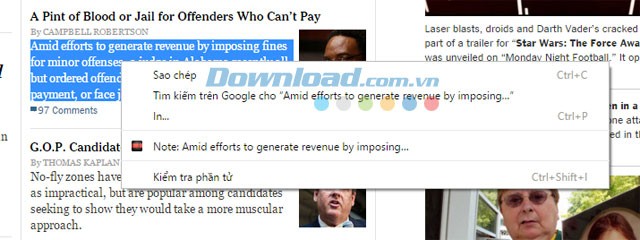 Thêm ghi chú từ trang web