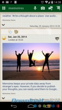 Ứng dụng nhật ký Memoires cho Android