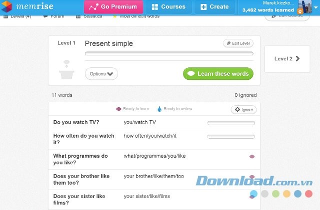 Web học ngoại ngữ miễn phí Memrise
