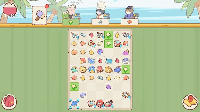 Hợp nhất các vật phẩm để hoàn thành màn chơi trong game Merge Cat Town