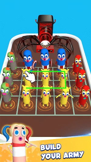 Xây dựng đội quân quái vật xúc xích đông đảo của bạn trong game Merge Master Monster Run 3D