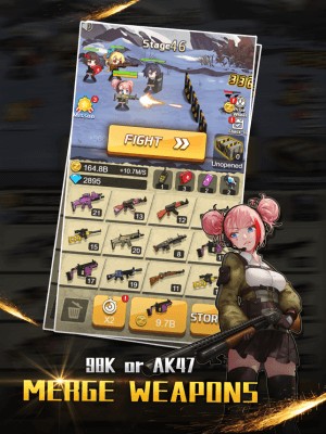 Hợp nhất các khẩu súng để sở hữu vũ khí mạnh hơn trong game Merge Rush Z