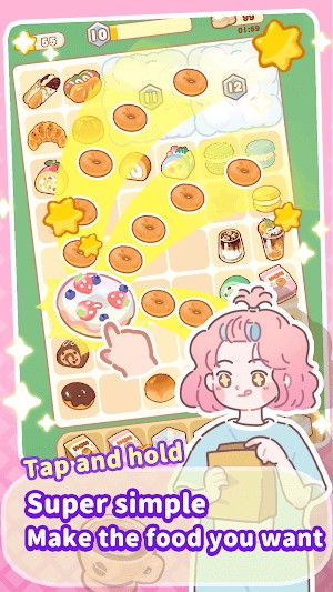 Merge Sweets Tasty Town có cơ chế hợp nhất đơn giản, giúp tạo ra loại đồ ăn bạn thích