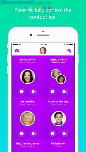 Cha mẹ kiểm soát hoàn toàn danh sách liên lạc của bé