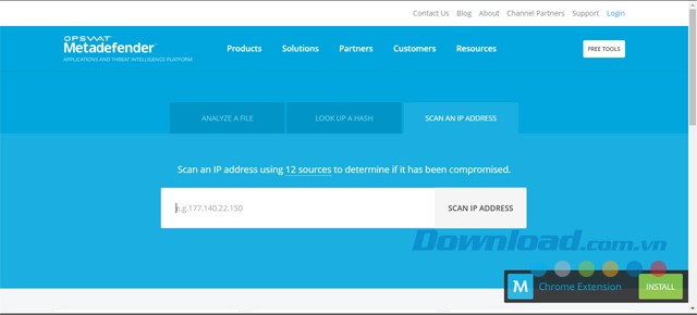 Quét địa chỉ IP bằng ứng dụng web Metadefender Cloud miễn phí