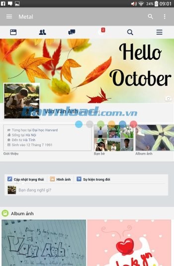 Trang cá nhân trên Metal for Facebook & Twitter