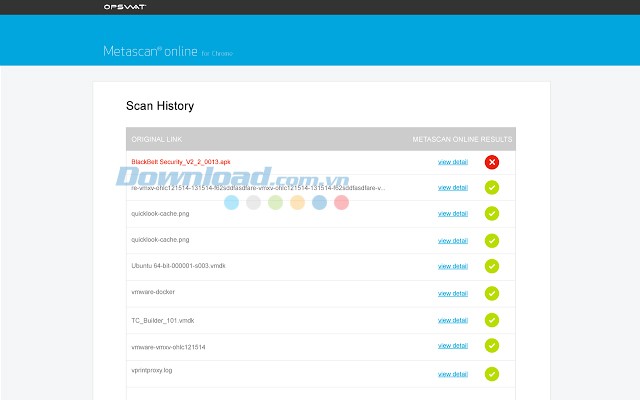 Xem lịch sử quét file