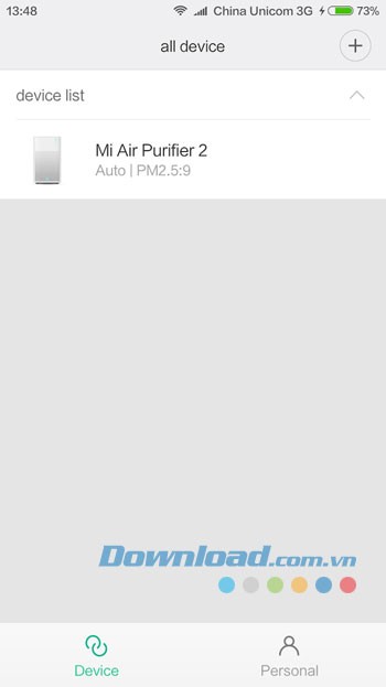 Giao diện sử dụng ứng dụng Mi Home trên Android