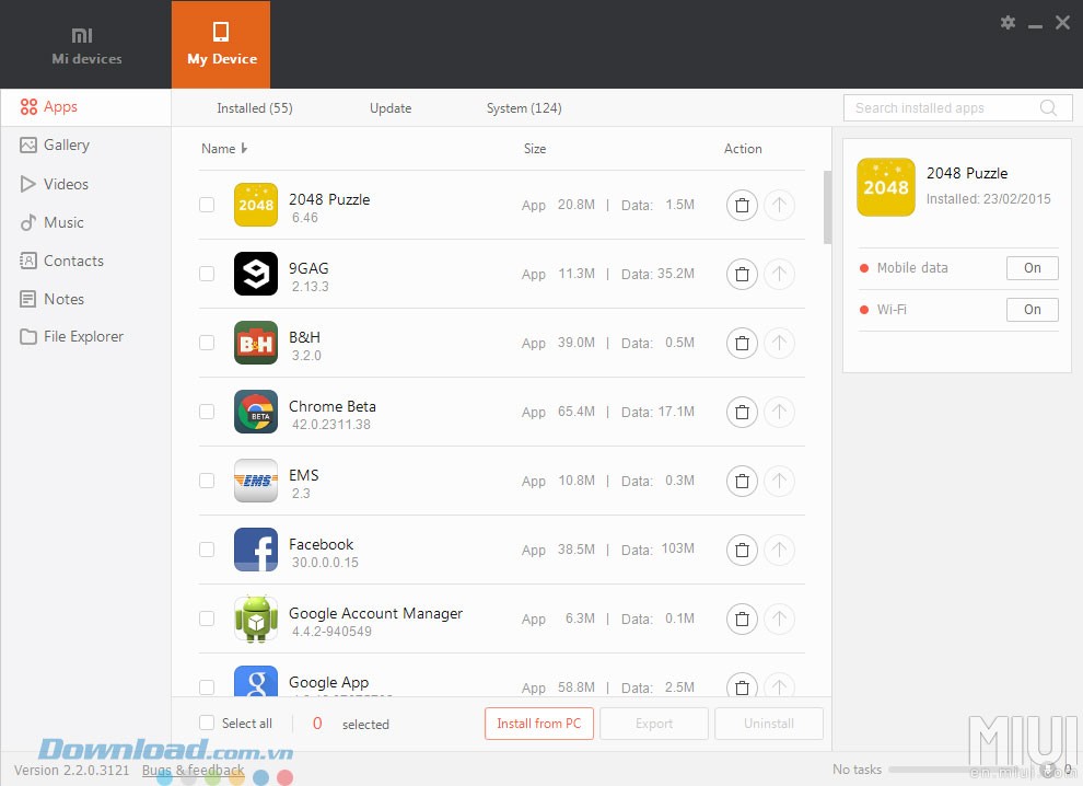 Danh sách ứng dụng