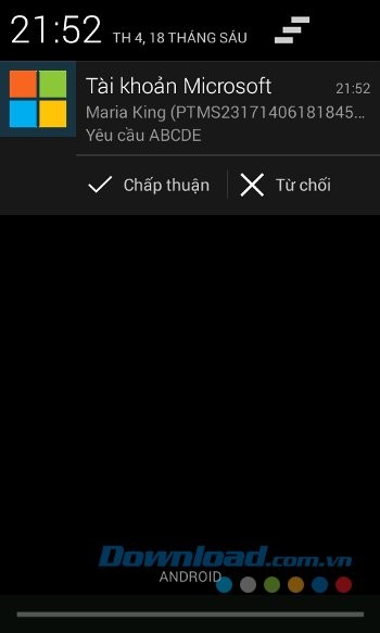 Giao diện ứng dụng Microsoft Account