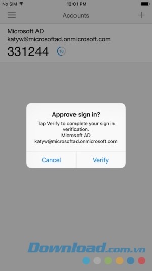 Microsoft Authenticator cho iOS bảo mật hai lớp