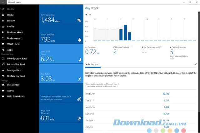 Giao diện Microsoft Health