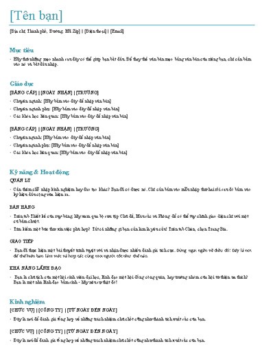 Template Hồ sơ cá nhân