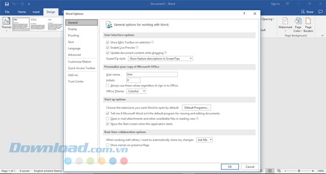 Giao diện ứng dụng Word của phần mềm văn phòng Office 365 Business cho máy tính