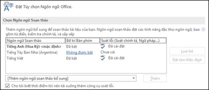 Đặt tùy chọn Ngôn ngữ cho Microsoft Office