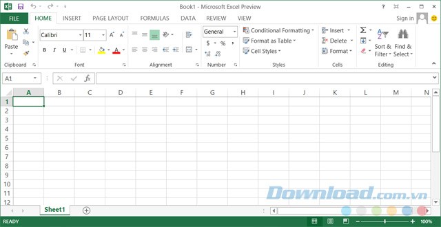 Giao diện tạo bảng tính