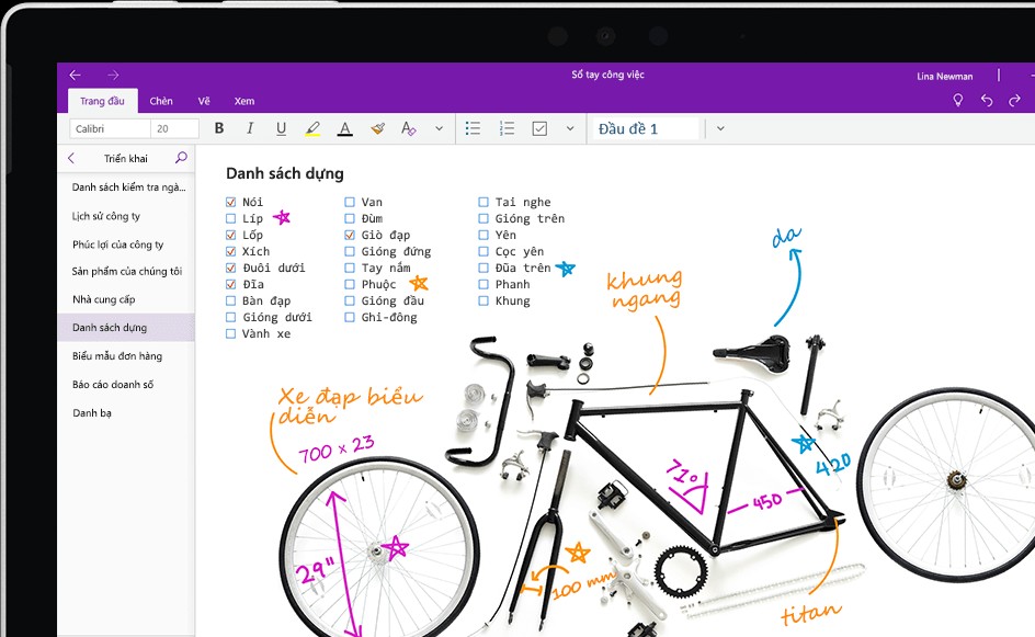 Giao diện OneNote