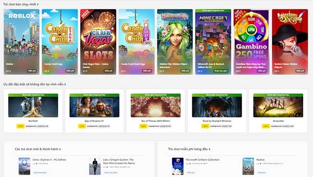 Người dùng có thể xem qua danh mục trò chơi trải rộng trên nền tảng console