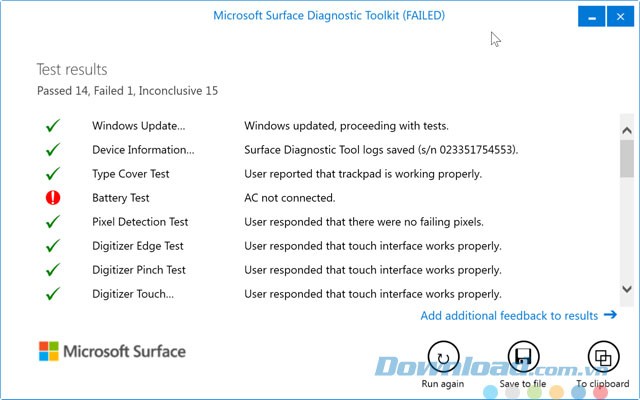 Kết quả sau khi kiểm tra