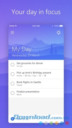 Microsoft To-Do cho iOS tập trung vào công việc
