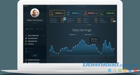 Giao diện phần mềm quản lý tài chính Microstockr Pro cho Mac