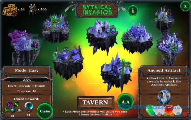 Lựa chọn chế độ trong game nhấp chuột miễn phí Midas Gold Plus cho máy tính