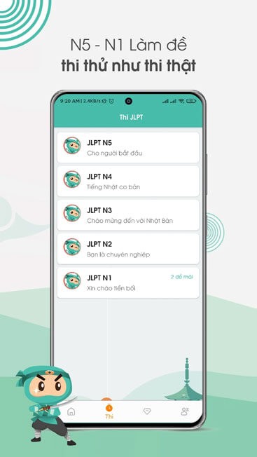 N5-N1 thi thử như thi thật