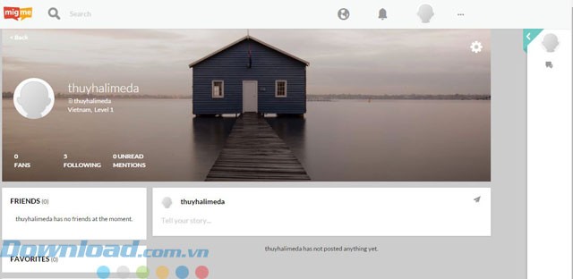 Giao diện trang cá nhân người dùng