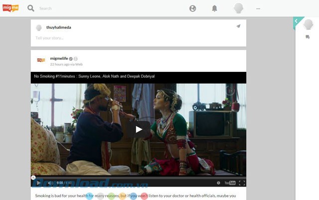 Giao diện trang chủ của Migme
