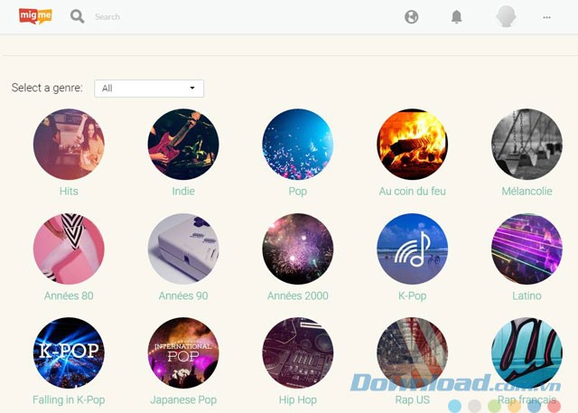 Giải trí với âm nhạc ngay trong ứng dụng