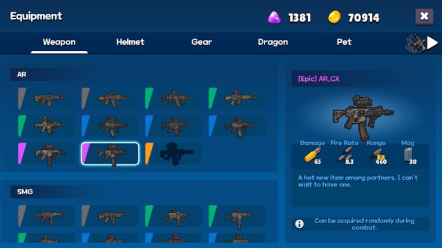 Vố số vũ khí và trang bị cho bạn lựa chọn