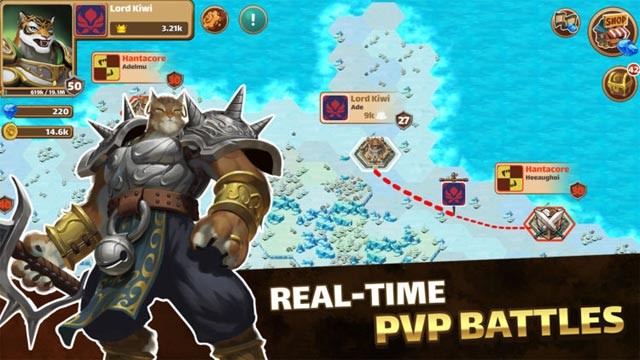 Tham gia các cuộc chiến PvP trong thời gian thực và đối đầu game thủ toàn cầu