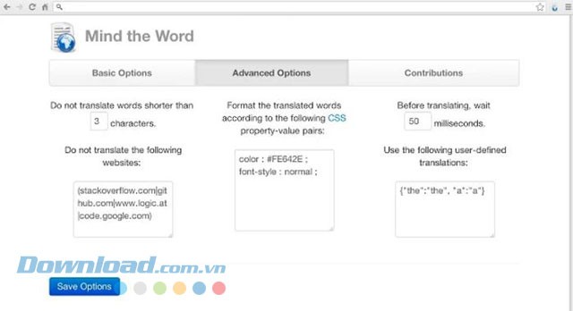 Lựa chọn cài đặt