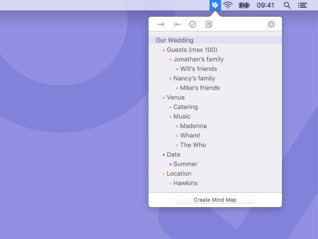 MindNode hỗ trợ Quick Entry