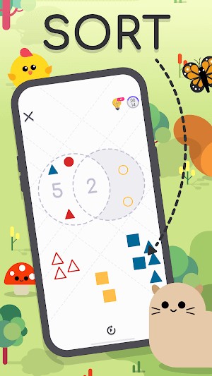 Mindset GO cần bạn sử dụng khả năng quan sát và lập luận logic để sắp xếp các hình dạng vào đúng nhóm