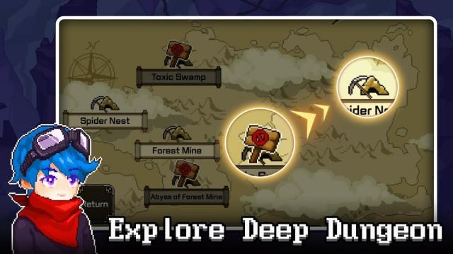 Khám phá các hầm ngục sâu đầy quái vật trong game Mine Hunter