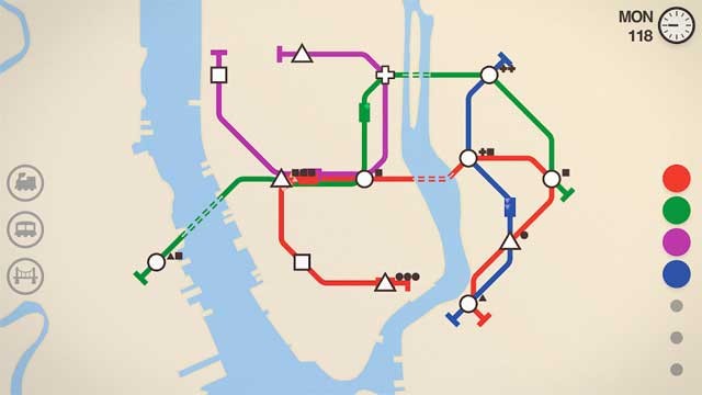 Người chơi có thể tự điều chỉnh mạng lưới giao thông trong game Mini Metro
