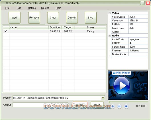 Mini MOV to Video Converter