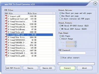mini PDF to Excel Converter