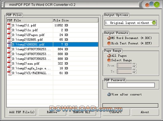 mini PDF to Word OCR Converter