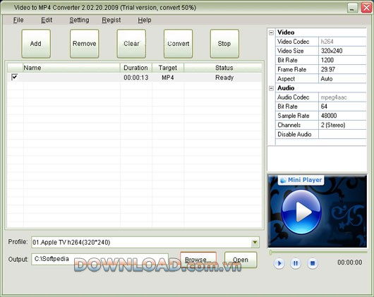 Mini Video to MP4 Converter