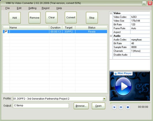 Mini WMV to Video Converter