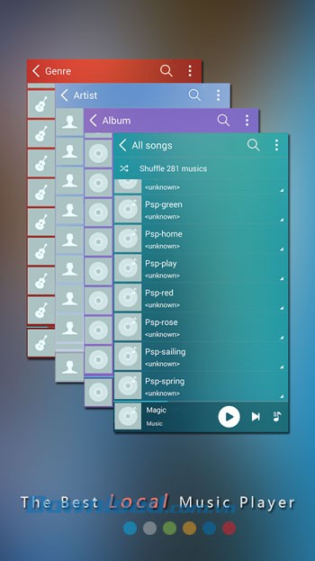 Giao diện hiện đại của MiniAndroid Music Player
