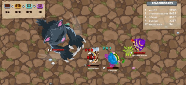 Chiến đấu với những người khác trong đấu trường trực tuyến MiniGiants.io