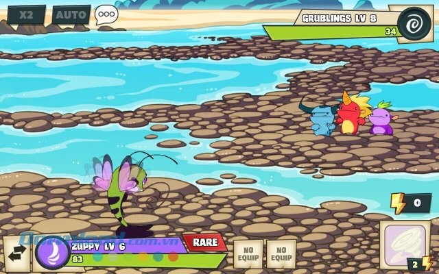 Giao diện màn đấu game Mino Monsters 2: Evolution