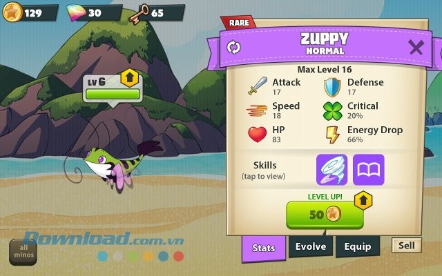 Thuần hóa Mino trong game Mino Monsters 2: Evolution